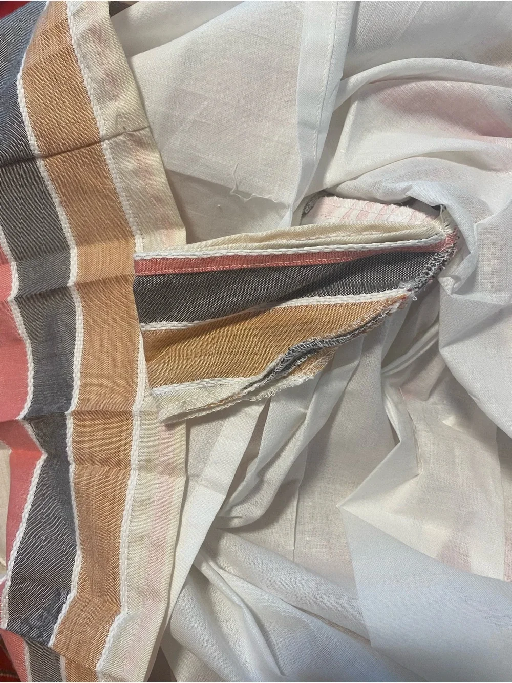 Que Striped Sleeveless Dress in Pink, Cream, Tan & Gray